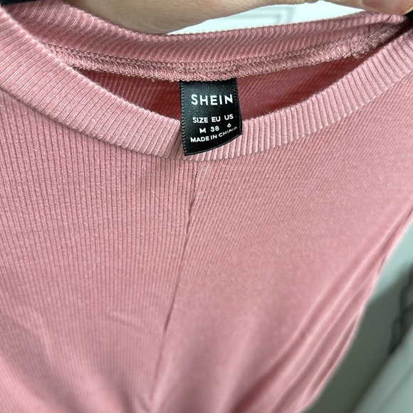 Rose Pink Ribbed High Neck Top - Picture 5 of 5